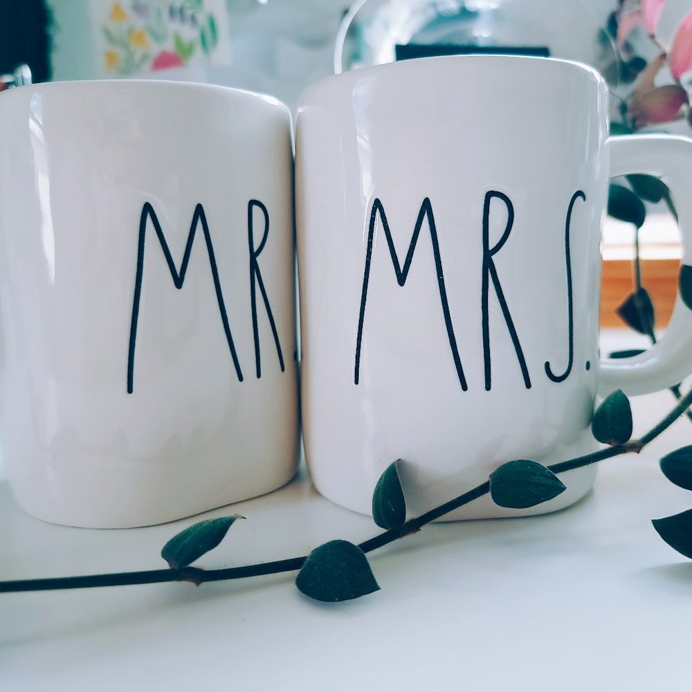 Rae Dunn MR. & MRS. Artisan Collection by Magenta Mug Set